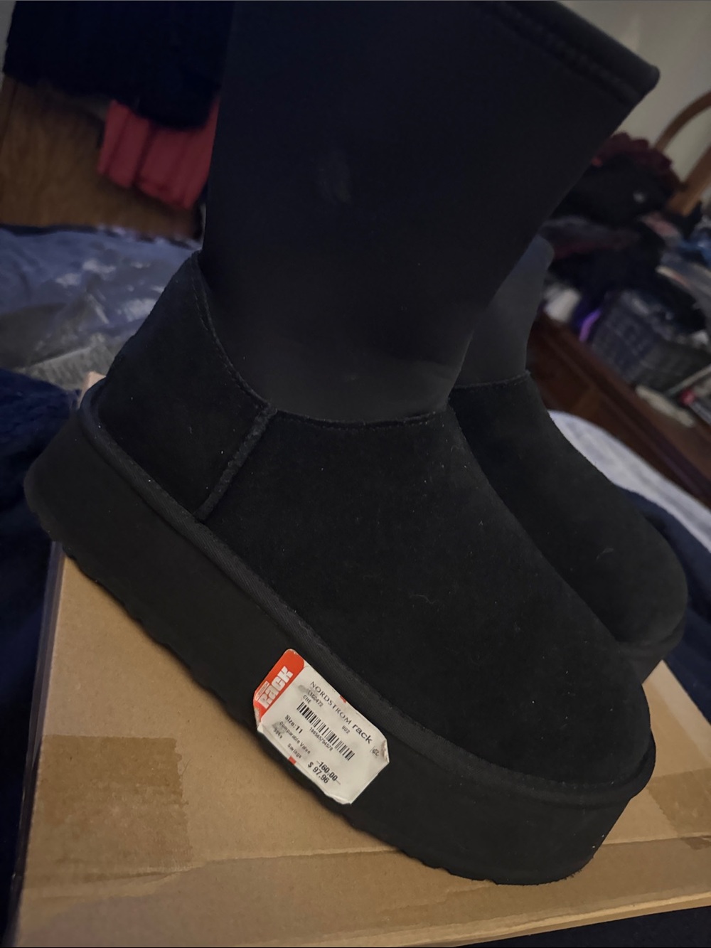 Black UGG Platform Suede Women's Boots - size 11